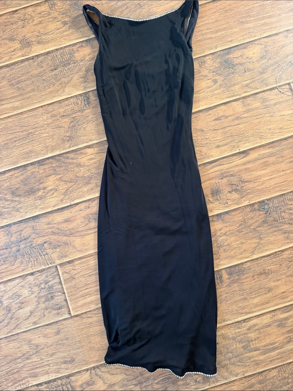 Black Beaded-Trim Midi Dress - Sleek Women's Slip Dress